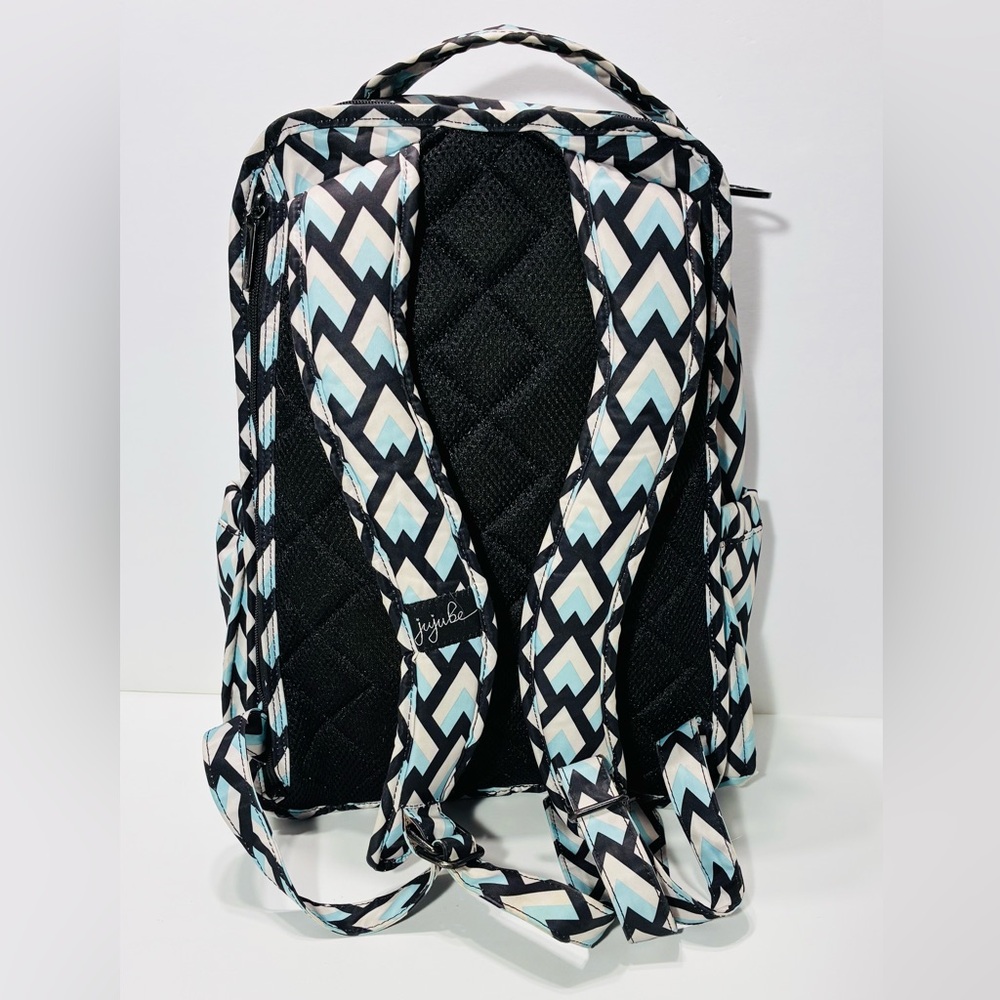 JuJuBe Be Right Back Chevron Backpack Diaper Bag Changing Pad Aqua Gray Black - Picture 2 of 13
